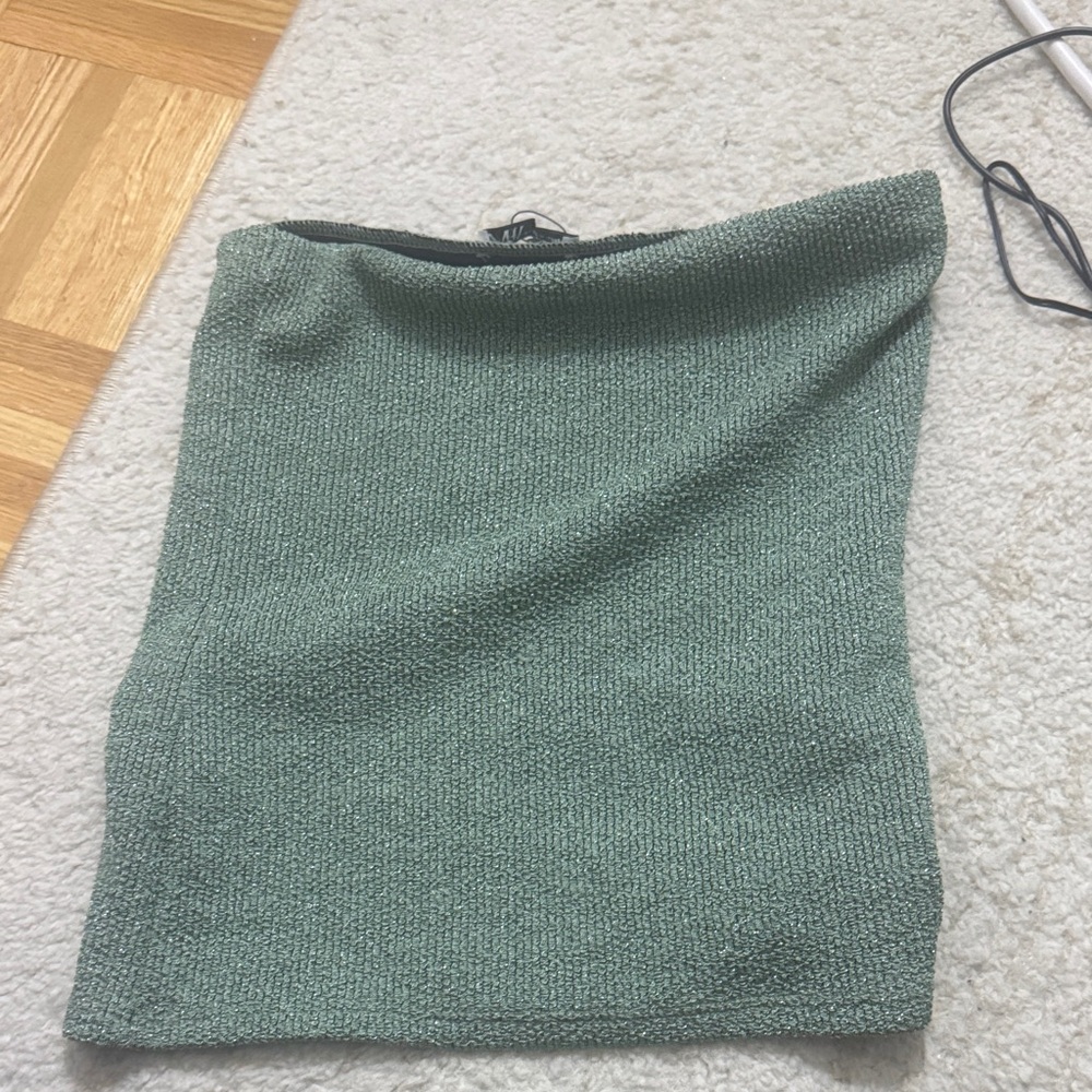 Zara Green Textured Tube Top